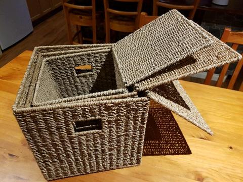 Nest of 3 Box Baskets - as new - sturdy