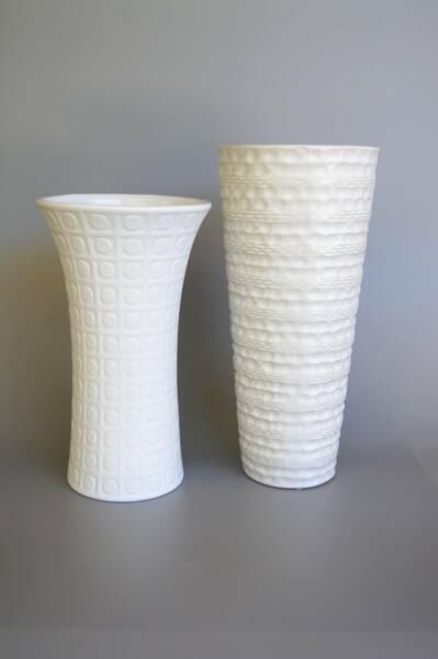 Large White modern vases - set of 2