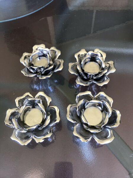 4 silver candle holders