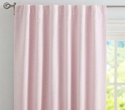Pottery Barn Kids Linen Blend Pink Black Out Curtains