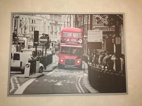 Red London Bus Print w Frame