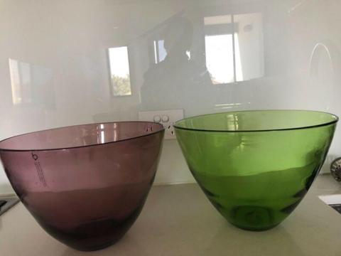 Two New Hand Blown Glass Bowls