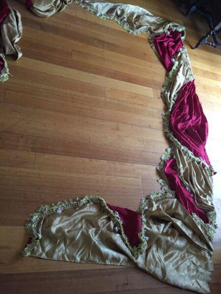 Curtains silk red and gold beautiful