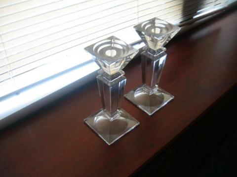 Crystal Candle Holders (pair of) ~ Medium Size - Bohemia