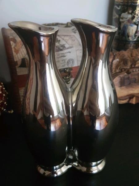 Twin silver vase