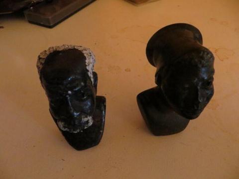 HAND CARVED SOAPSTONE BUST OF OLD AFRICAN MAN & LADY $40 PR