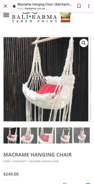 Brand new handmade balinese macrame hanging chair hammock