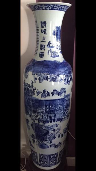 Unique Asian Tall Ornament Vase