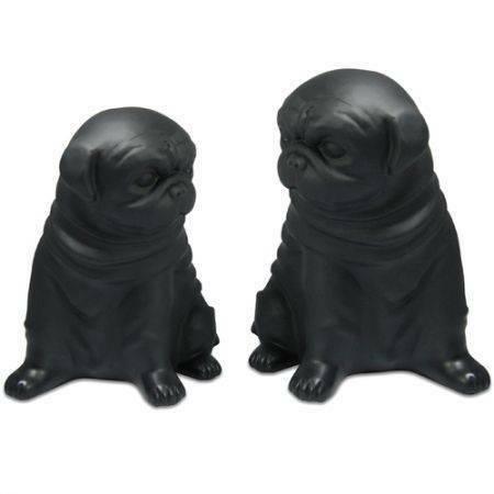 Pug couple pair of bookends book ends black