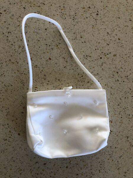 Small white satin bag