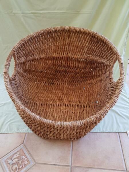 Large Old Woven Cane Basket