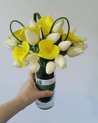 Real Touch Calla Lily and Tulip Bouquet in Vase