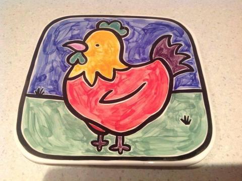 Rooster Hand Painted Decorative Plate