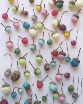 Felted Acorns -Hand crafted felted acorns - Packs of 10