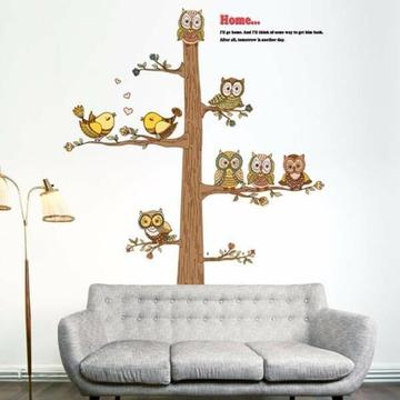 Autumn Owls on a Tree Wall Decal/Wall Stickers/Wallpaper