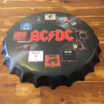 Large ACDC Embossed Beer Bottle Cap Metal Tin Sign Wall Tin 40CM