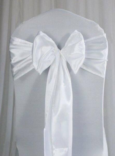 White Satin Chair Sashes Church Wedding Ceremony Function Anniver
