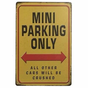 Mini Parking Only Tin Sign Bar Shed Garage Man Cave Car 30x20cm