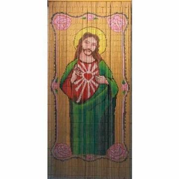 Jesus Bamboo Door Curtain Hand Painted Both sides 125 strings New