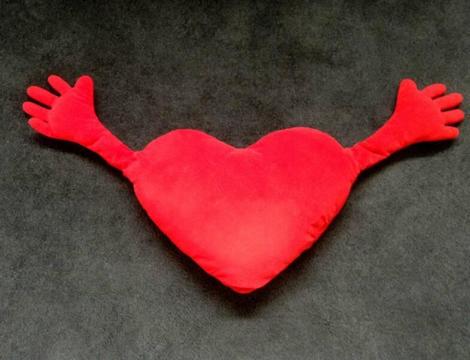 IKEA red heart hug pillow cushion w/hands soft toy love Valentine