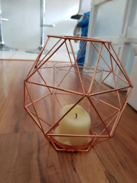Rose gold geometric candle holder