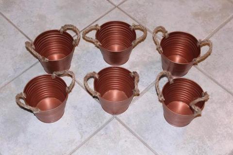 Copper buckets and watering cans