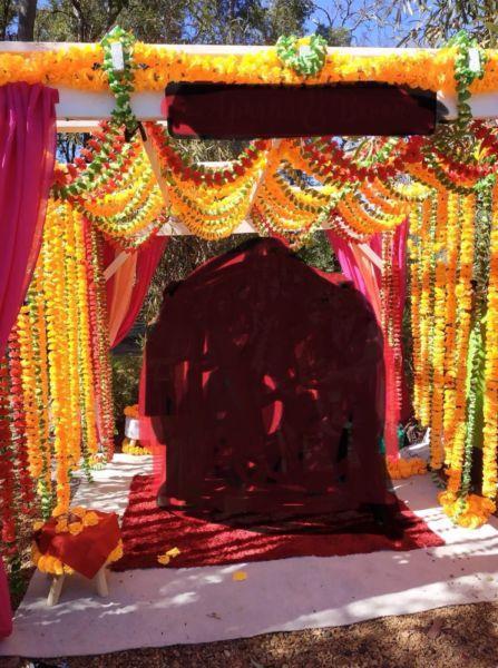Marigold strings, decoration, colorful decoration, Indian wedding
