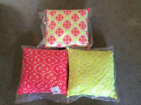 Annabel Trends Lot of 3 Moroccan Embroidered Neon Cushions NEW!