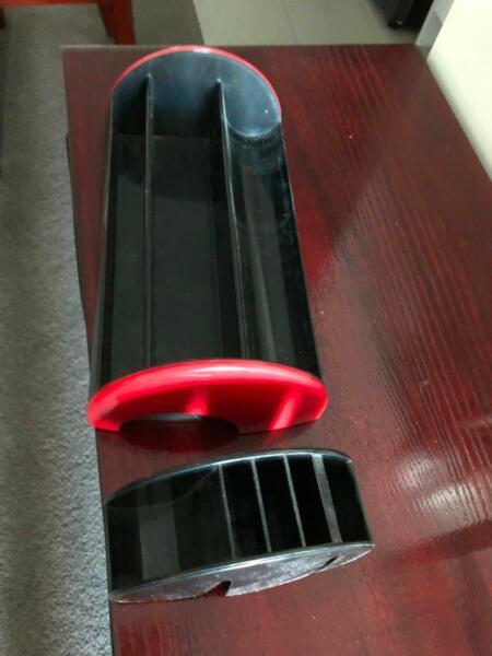 Pen Caddy / Holder Red Black Plastic