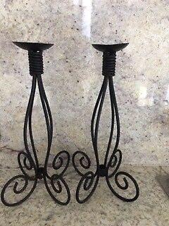 Pair Wrought Iron Candlesticks