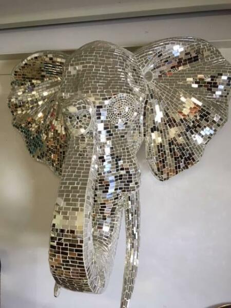 Mirror Mosaic Elephant Head