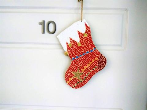 Mosaic Christmas Stocking Ornament Made to order