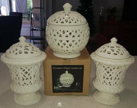 Decorative Filigree Ceramic Jar