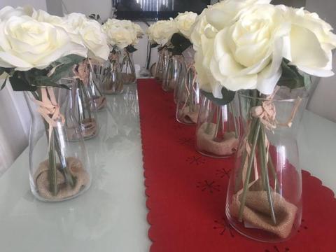 Artificial white bunch Roses