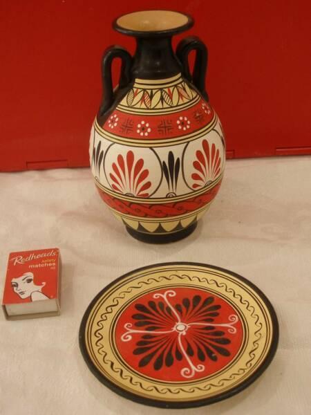 Greek Collectors Urn Hand Painted & Hand Made Vessel in Rhodes