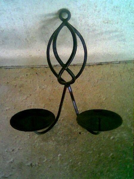 CANDLE (TWIN) HOLDER GOTHIC BLACK WROUGH IRON