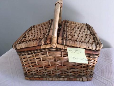 cane lidded picnic basket