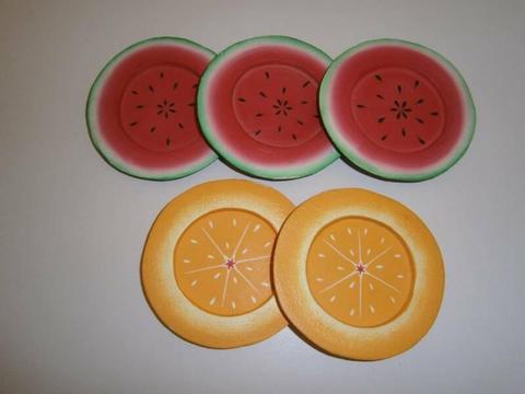 Retro Wooden Fruit Painted On Drink Coasters