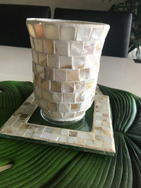 Candle holder mother of pearl