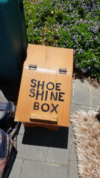 wooden shoe shine box