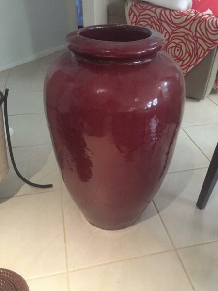 Decorative red ceramic pot
