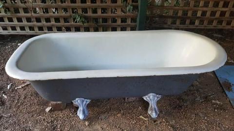 Victorian Iron Enamel Roll Top Bath with Original Clawed Feet