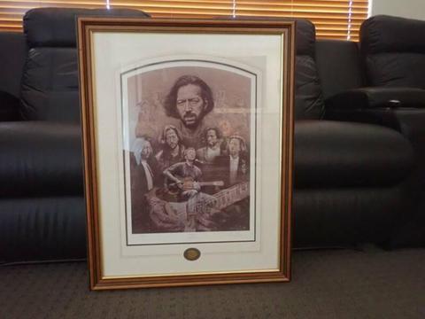 Limited edition Eric Clapton framed artwork by Stephen doig