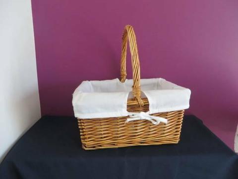 Small lined cane basket