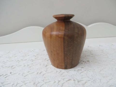 Candle holder, turned wood - Silky Oak. 12cms tall