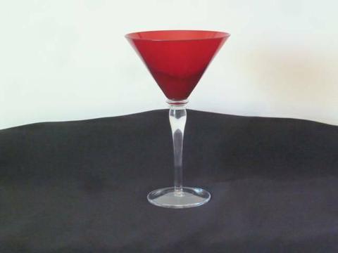 Cocktail glass or display glass. Red glass top on pedestal