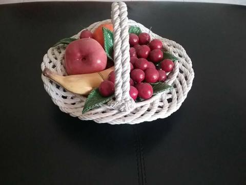 Ceramic floral woven basket