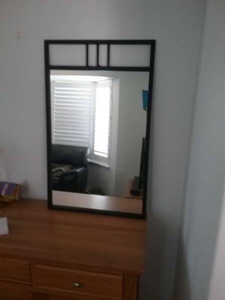 Wall Mirror, Steel Frame, black