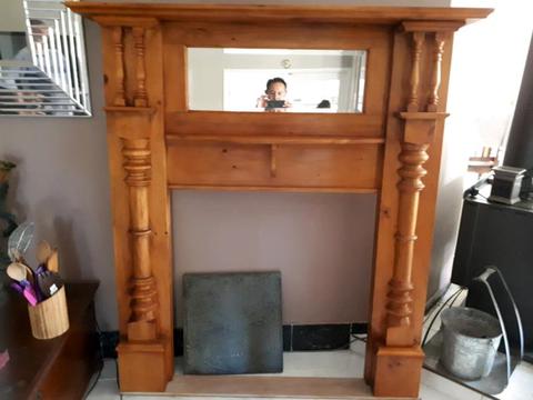 Fireplace stained pine with mirror