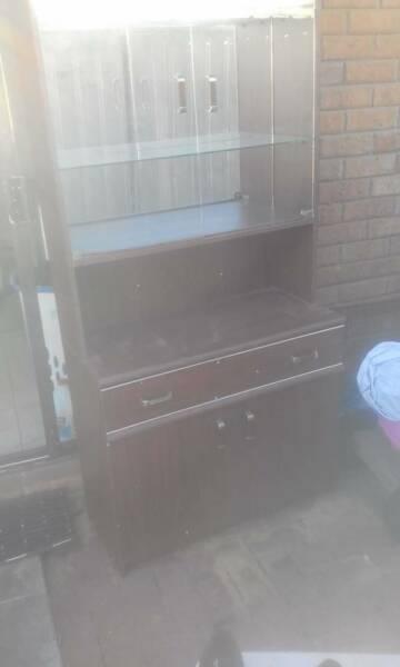 wooden cabinet with one draw, one cupboard, mirror also included